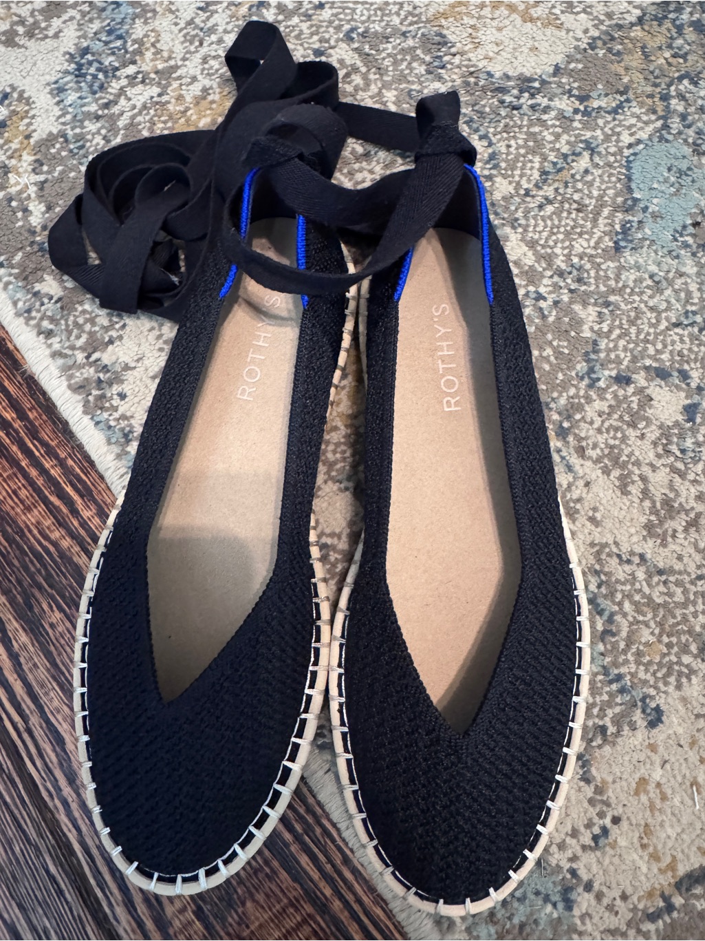 Rothy's Black Knit Espadrille Flats With Ankle Ties Sz 8.5 New — image 2 of 2